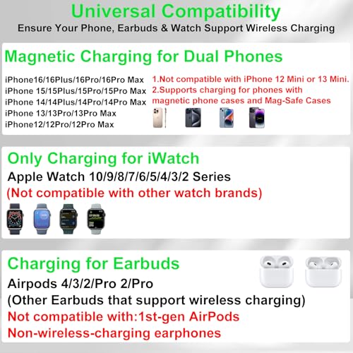 Image of Dual Phone Foldable Wireless Charging Station for Apple, Couple&Family Use