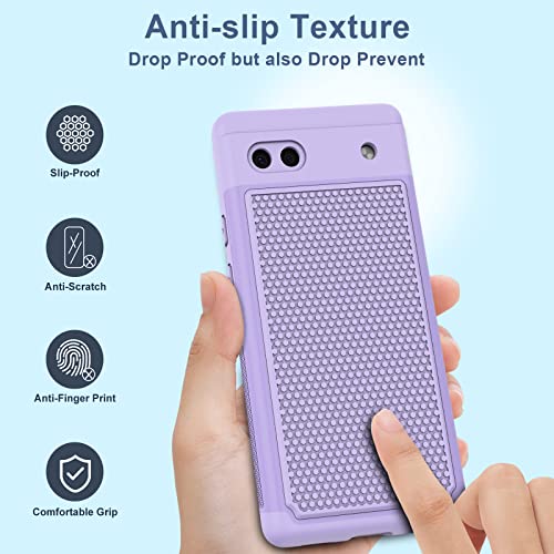 Jxvm For Google Pixel 6A Phone Case: Dual Layer Protective Heavy Duty Cell Phone Cover Shockproof Rugged With Non Slip Textured Back - Military Drop Protection Bumper Tough - 6.1Inch (Light Purple) #TOP4
