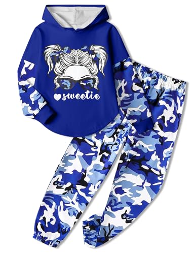 Image of Girls Fall Outfits Sweetie-girl Hoodie and Camo Pants Size 6-16
