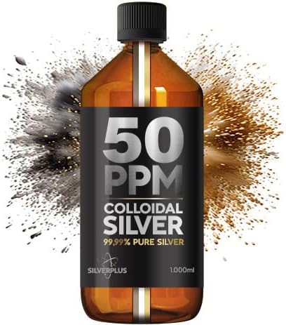 Colloidal Silver 50 PPM ● 1000 ml ● Silver Water with 99.99% Pure Silver ● Active Silver Ions ● For the Whole Family ● GMP Certified Laboratory ● 100% Natural Solution ● Silverplus