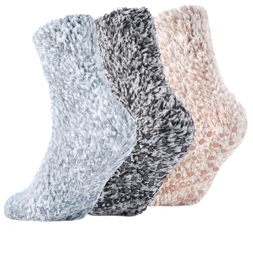 Revosoxs Fuzzy Socks with Grips for Women Men,Non Slip...