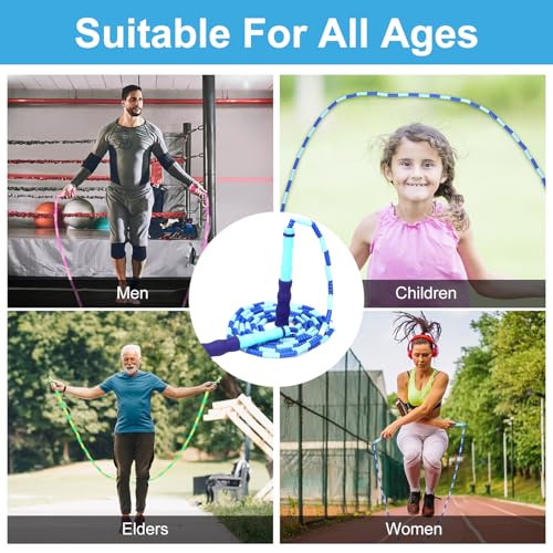 image for GRAWUN 12 Pack Jump Rope For Kids,Soft Beaded Jump Rope,Adjustable Len