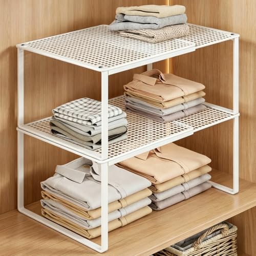 Image of HASTHIP Extendable Wardrobe Partition 2 Tier Metal Cabinet Storage Rack