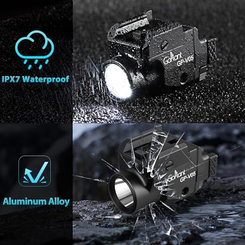 Image of 1500 Lumens Aircraft-Grade Aluminum Compact Pistol Flashlight, Picatinny Flashlights Laser Weapon Light, Subcompact Tactical Pistol Lights,Green Laser Light Combo For Handgun, Rechargeable Gun Laser