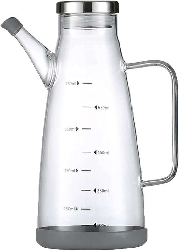 Olive Oil Dispenser Bottle，25OZ Vinegar Bottles Cooking Oil Dispenser Bottle with Drip Free Spout and Non Slip Bottom Fits in Home,Kitchen,Barbecue,Party (750ML)