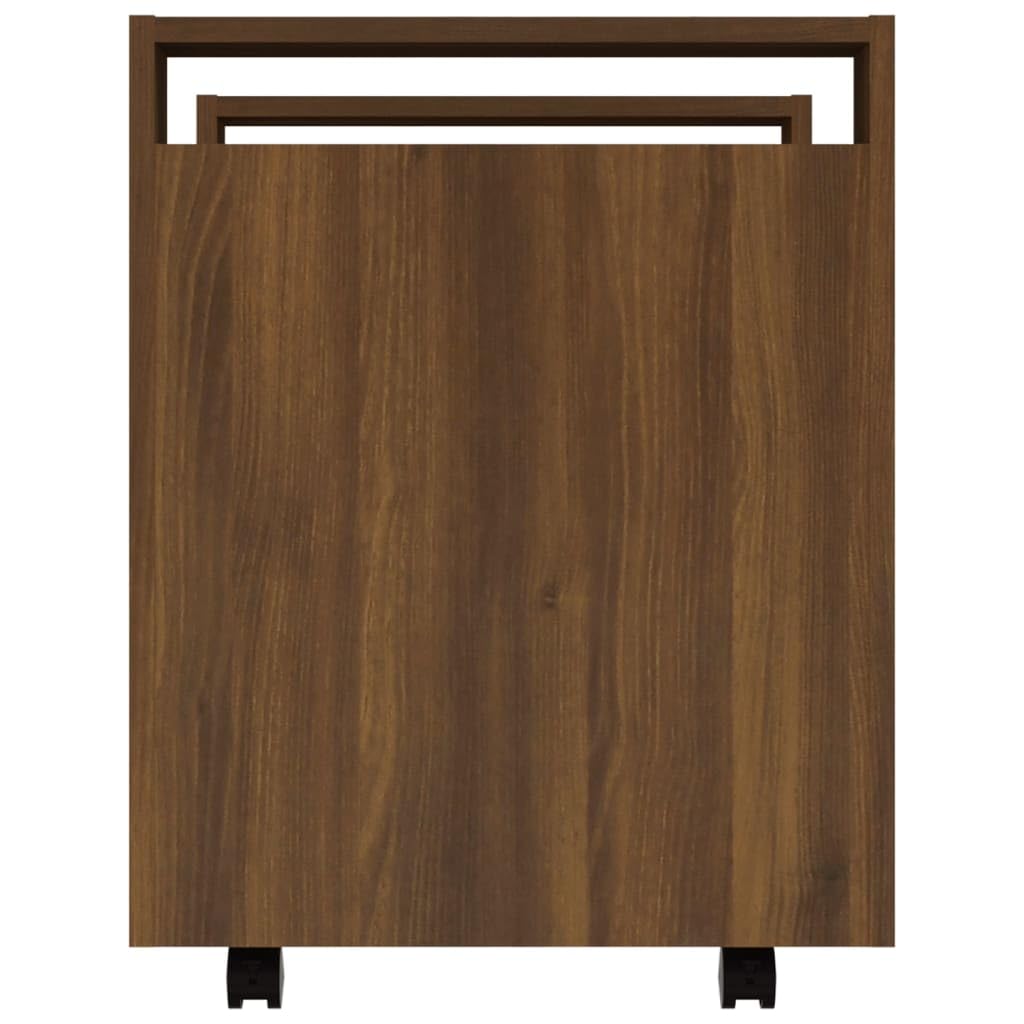 Carro de oficina genérico con puerta, 60 x 45 x 60 cm, madera de ingeniería roble marrón, almacenamiento bajo escritorio sobre ruedas, 4 ruedas móviles para organizar suministros y documentos