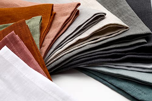Linendo 100% Pure Linen Dinner Cloth Napkins 15 x 15 Inch White - Set of 6 Pack European Flax Natural Fabric Washable for Home and Kitchen by linendo - Image 2