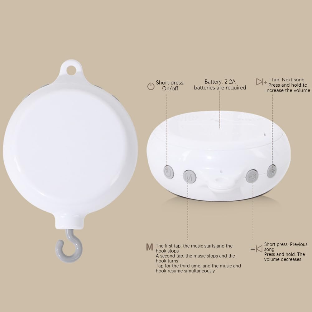 Mobile Musical Lit Bébé, Mobile De Berceau D’animal, Mignon Ours en Peluche Cloche De Lit avec Musique, Berceau Bébé Jouet pour Garçons et Filles de 0 3 6 9 12 Mois, Décoration pour Chambre de Bébé