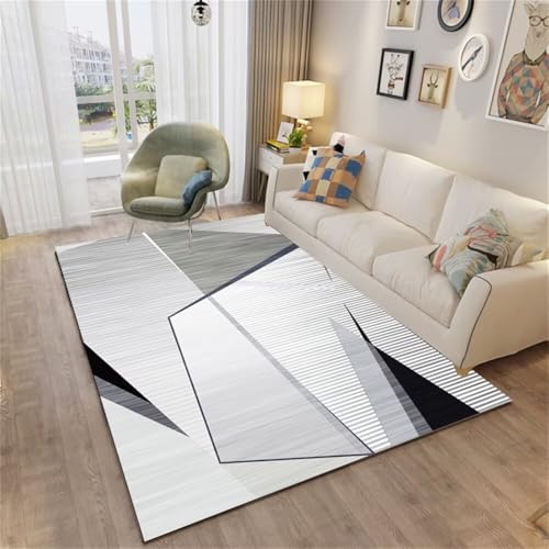 WBDYMX Alfombra Lavable Alfombras Lavables En Lavadora Exterior pequeña de Rayas Moderna. Grigio 100x200CM tapete Sala Niños Habitacion