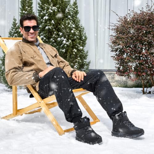 Image of FitVille Wide Width Mens Winter Boots Fur Lined Extra Wide Snow Boot Lightweight Non Slip Outdoor Mens Diabetic Shoes for Flat Feet
