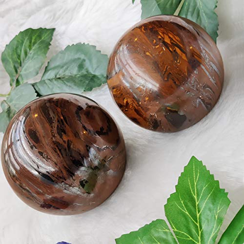 Image of Shubhanjali Healing Crystal Stone Sphere Vastu Natural Tiger Eye Crystal Sphere Ball Crystal Tiger Eye Stone Sphere for Home Decor Showpieces Table Decor Meditation 650-700 Gm