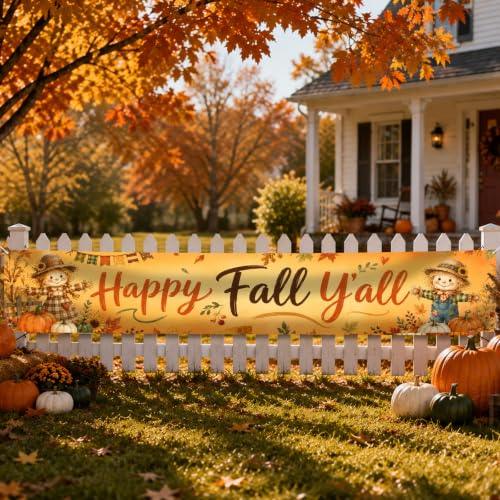 Image of Nuxovilar Happy Fall Banner,118.1 inchx19.68 inch Polyester