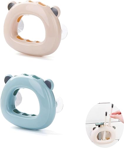 NentMent Paquete de 2 soportes para cepillos de dientes con ventosa para montar en la pared, soporte organizador de almacenamiento de cepillos de