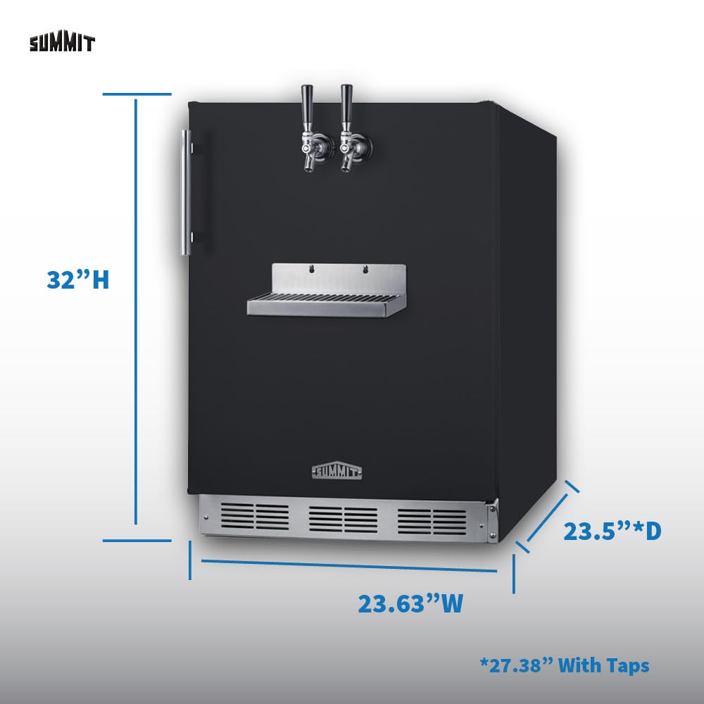 Summit 24" Cold Brew Kegerator, Dual Front Taps, No Drill Coffee Dispenser, ADA Compliant, Black- SBC58BFRTPCFADA