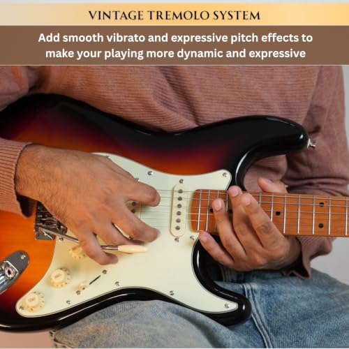 Image of Vault Artisan ST Stratocaster Style Electric Guitar with Premium Alnico V Pickups - Roasted Maple Neck & Fretboard /Classic 3-Tone Sunburst