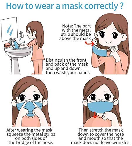 Image of 3-Ply Disposable Face Masks - Non-Woven, Breathable, Soft Ear Loops, Adjustable Nose Clip - Protective Mask for Daily Use, Travel, School, Office