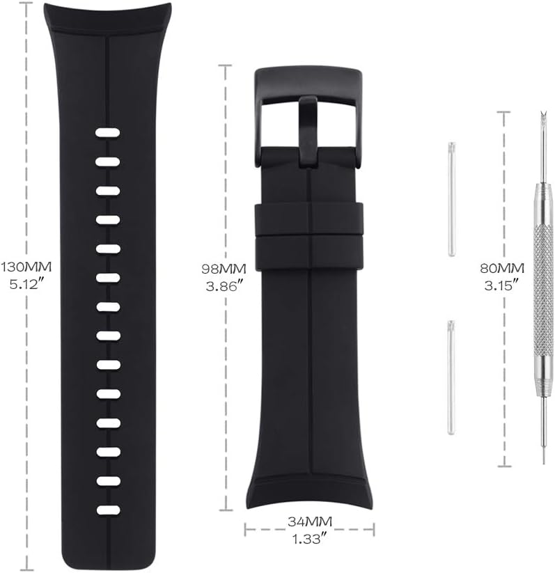 Watch Band Compatible with Suunto Spartan Ultra HR, Classic Soft Rubber Replacement Wrist Strap for Suunto Spartan Ultra HR Smart Watch (Black)