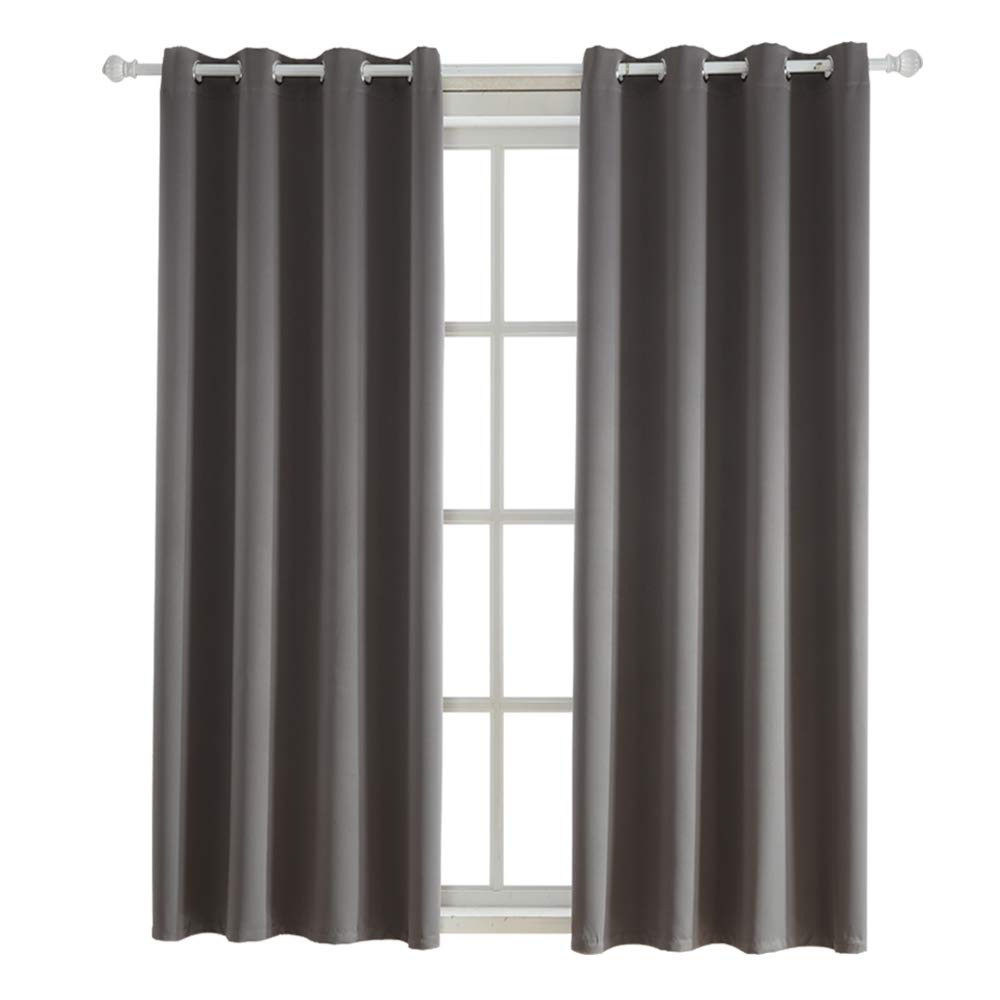 BEGOODTEX Inherent Flame Fire Retardant Blackout Curtains, Grey, 52W by 63L inch, 1 Panel for Meeting Room Kitchen