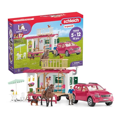 SCHLEICH Horse Club | Campingtrip mit dem Wohnwagen 72205 | Spielset aus...