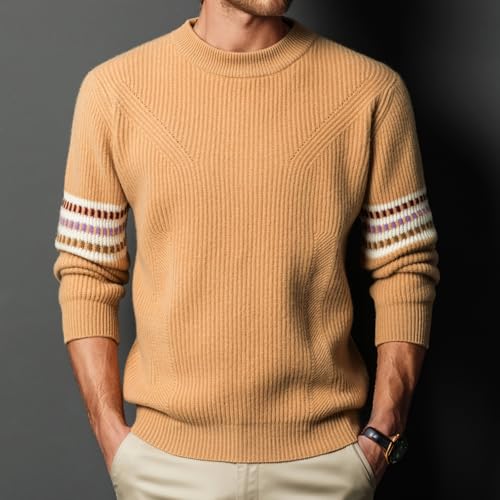 Men's Crewneck Pullover Sweater 100% Wool Fashionable Casual Long-Sleeved Warm Sweaters2