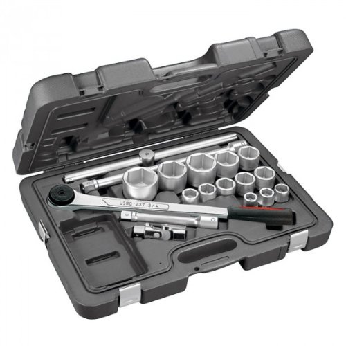 USAG 605 3/4 EA U06050210 Assortimento in Cassetta di ABS con Bussole Esagonali (18 pezzi)