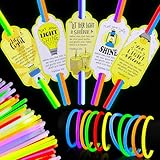 MiniInflat 50 Sets Christian Let Your Light Shine Glow Sticks with Cards Gift for Kids Include 50 Religious Mattehew 5:16 Gift Tags 100 Glow in the Dark Sticks for Trunk or Treat Sunday School