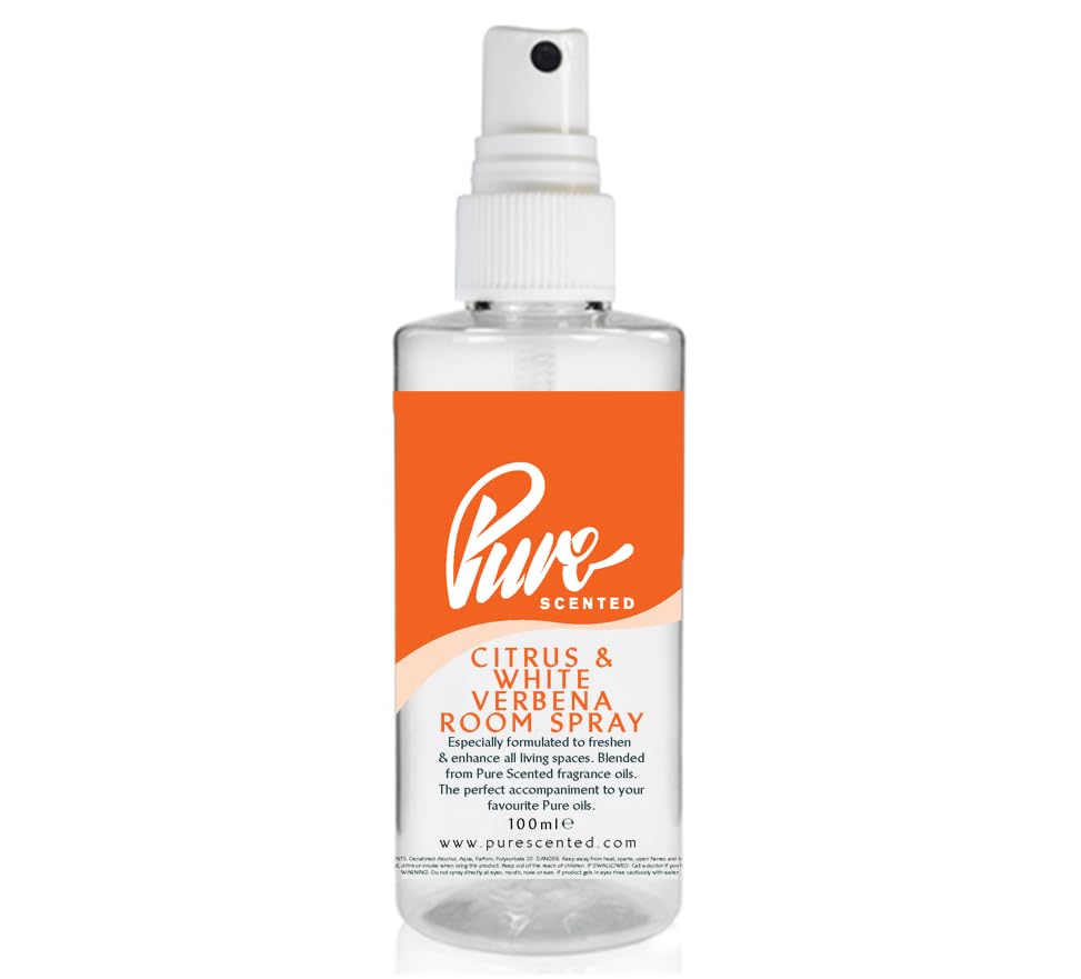 Pure Scented 100ml Room & Fabric Sprays Suitable For Home, Car, Caravan, Work, Gym Bags, Odour Eliminators (1 x 100ml, Citrus & White Verbena Stoppables)