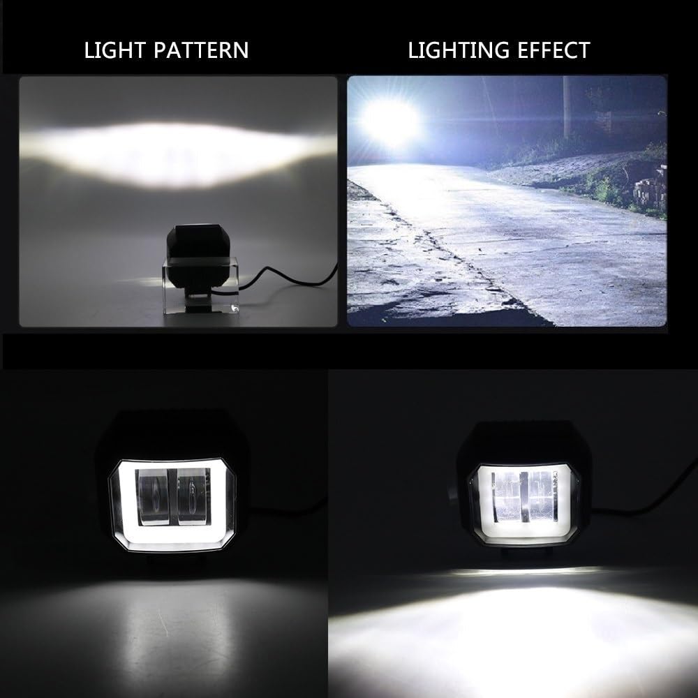 Okrągła Lampka LED Typu Angel Eye Części pasujące do reflektorów | Wodoodporne przenośne reflektory 12 V-24 V Motocykl Ciężarówka Samochód Łódź Praca(2PCS Square)