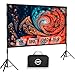 Beamer Leinwand mit Stativ 120 Zoll Outdoor – LEORFI Tragbare Projektorleinwand mit Tragetasche, Leichte Projektionsleinwand Indoor Front/Rück - Kinoleinwand 16:9 4K HD mit Katzentasche für Hinterhof