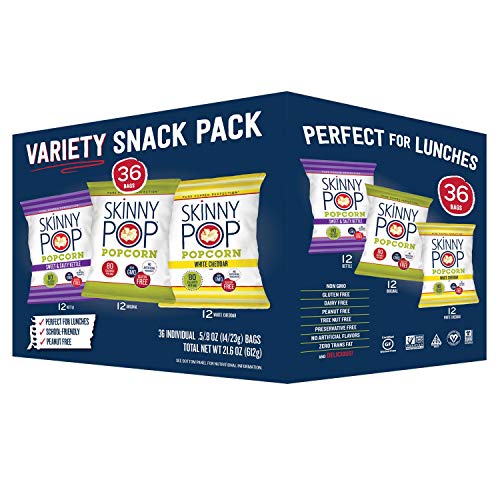 Read About SkinnyPop Popcorn Variety Snack Pack, 0.5/.8oz Bags,36ct