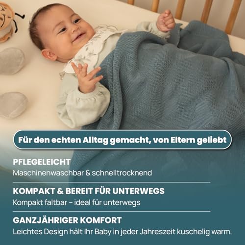 Little Dedi Babydecke Alina 80x100 cm – 100% Acryl, Oeko-TEX Zertifiziert, weich, leicht & atmungsaktiv, für Neugeborene… – Ansicht 6