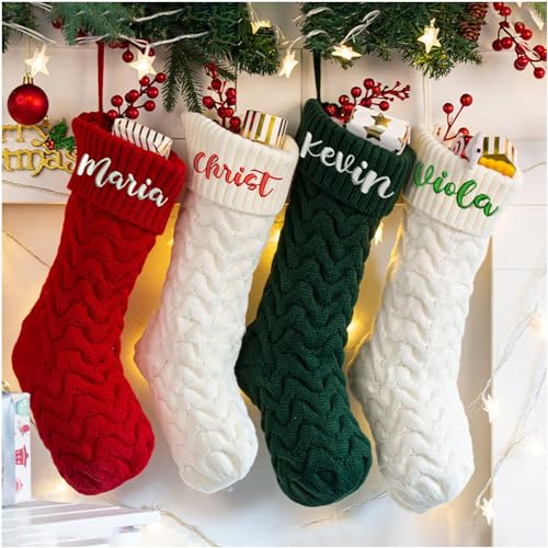HUTARIO Personalized Christmas Stockings with Names Embroidery, 18