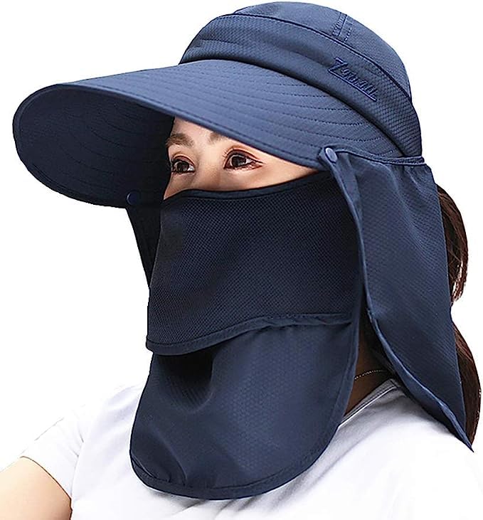 DIANZHU Outdoor UV Sun Protection Waterproof Breathable Face Neck Flap Cover Folding Sun Hat for Women (Blue) (B0CBLV9JBF) Amazon Price History, Amazon Price Tracker