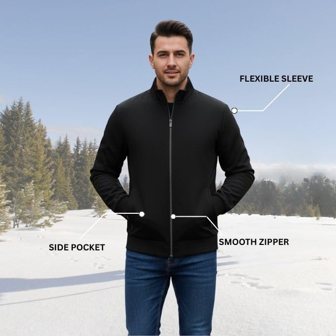 Image of GRECIILOOKS Stylish Jacket For Men | Regular Fit Zip-Up Casual jacket | Polyester-Cotton Bomber jackets for men
