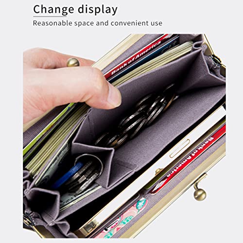 Doris&Jacky Vintage Leather Clutch Purses For Women Small Evening Bag Wallet With Kiss Lock (1-Black) #TOP4
