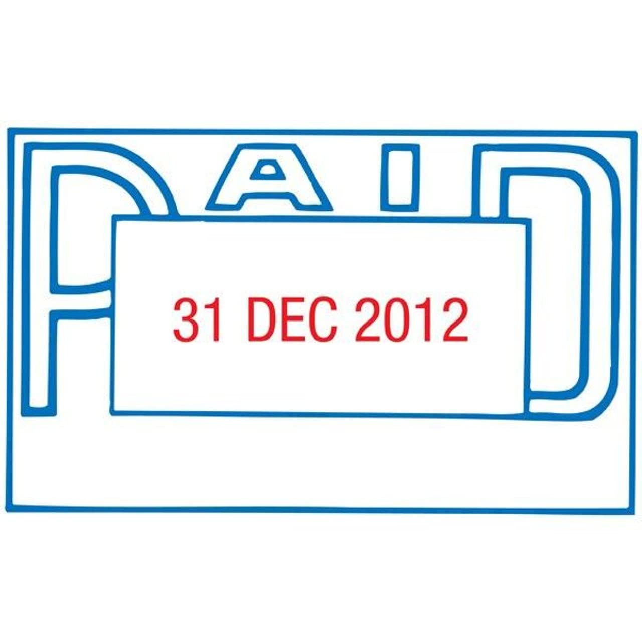 Xstamper Multi-dater Stamp Preinked Reinkable Date 4mm Text - Paid - W54xD34mm Ref X66205