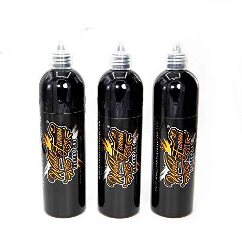 World Famous Tattoo Ink - Grey Wash Tattoo Kit of 3 - Professional Tattoo Ink in Dark, Mid-Tone &...