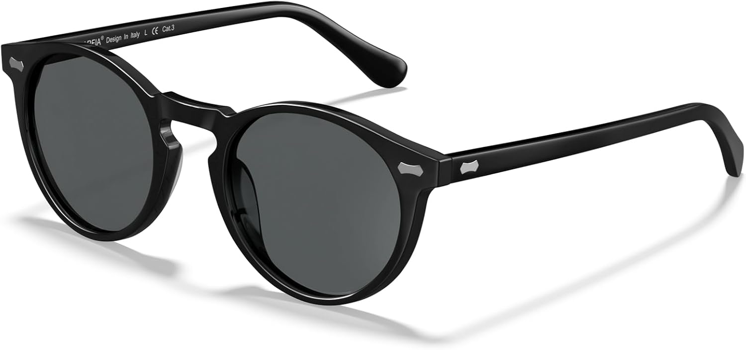 CARFIA Acetate Polarized Sunglasses for Men Retro Classic Round Shades - Image 8
