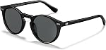 CARFIA Acetate Lunettes de soleil polarisés pour hommes Retro Classic Round Shades
