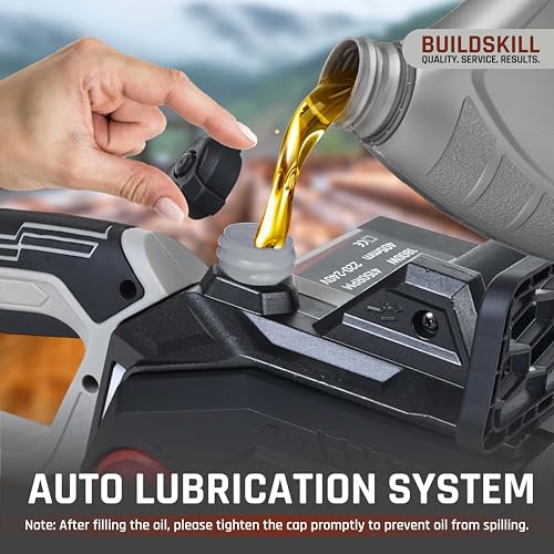 Image of BUILDSKILL Electric Chain Saw - 1800W Copper Motor | 16 inch Guide Bar | 4150 RPM No Load Speed |Quick Adjustment | High Strength Electric Saw for Wood Cutting