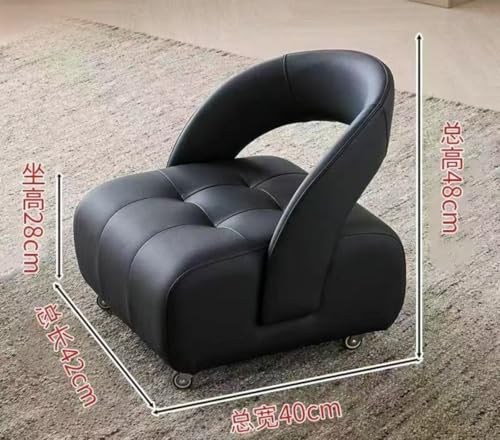 ShineLuxeソファスツール、ロースツール、回転椅子、360°回転可能、高弾力性、快適性、汚れ防止、スタイリッシュ、コンパクト、多機能、書斎、寝室、リビングルームに適しています (ブラック,プーリータイプ) [3]