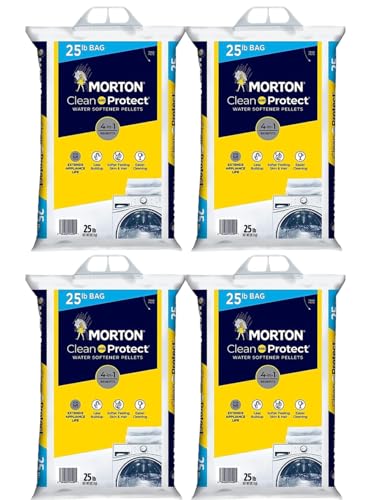 Morton Salt Clean and Protect Water Softener Salt Pellets, 25 LBs Bag (Pack-4)