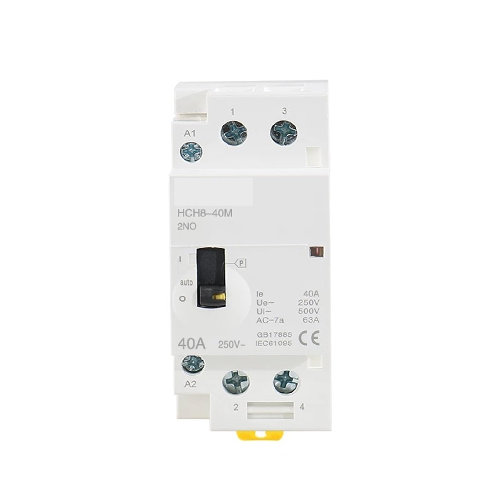 Contacteur modulaire 2P 63A 230V HCH8-40M avec interrupteur manuel 1NO1NC pour rail DIN