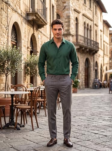 Image of Men's Cotton Blend Solid Casual Shirt Regular Fit Full Sleeve Shirt for Men Plain Formal & Casual Wear Collared Button Down Shirt