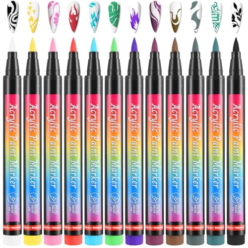 Amaxiu 12 Colors Nail Art Pens Set, Waterproof Nail Polish Pens Quick Dry...