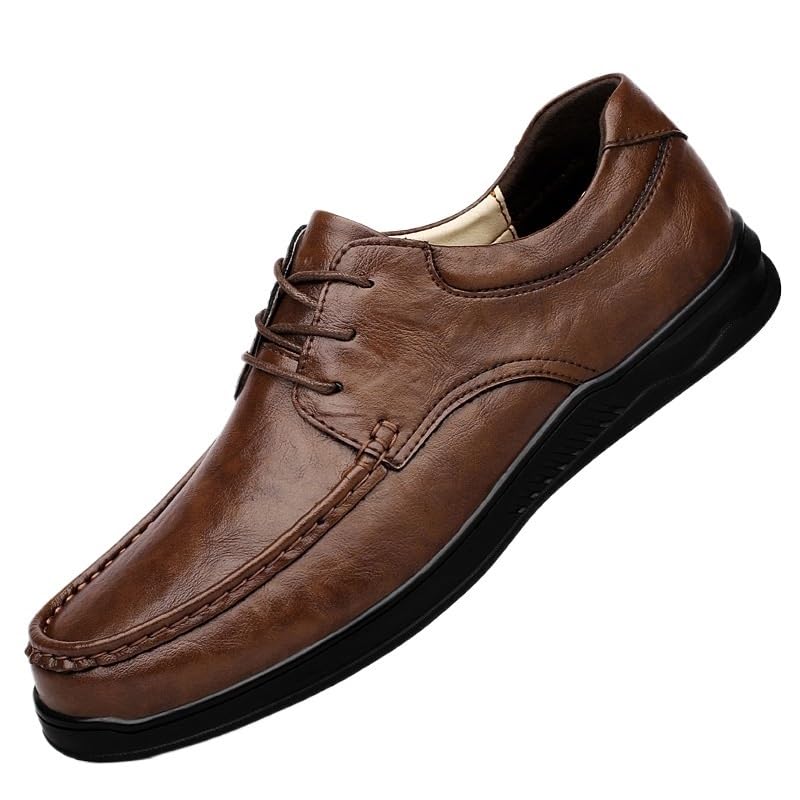 Dress Formal Shoes for Men's Lace-up Uniform Round Toe Business Low Top Shoe Calfskin Leather