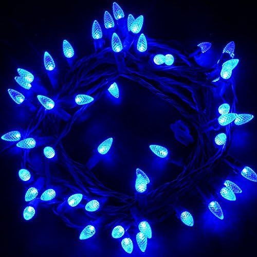 MAXINDA [UL Certified] Outdoor LED String Lights,17 feet 50 LEDs Mood Lighting Strands,Diamond Strawberry C3 Bulbs,Blue Christmas Lights,for Patio Garden Holiday Wedding Decor (C3, Blue)