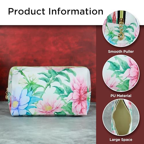 Image of NFI essentials Set of 3 Printed Cosmetic Pouch for Women, Stylish Pouches for Makeup Accessories Travel Pouch, Makeup Pouch, Vanity Case, Jewellery Pouch, Toiletry Make up Bag