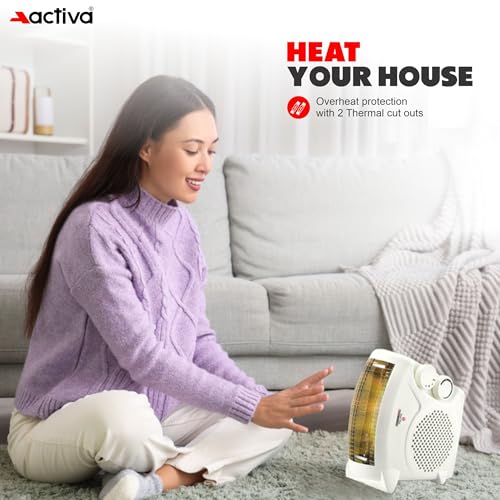 Image of ACTIVA Heat Max Mark - 1 (2000 Watts) with 2 Heating Mode full ABS body Electric Fan Room Heater Come with 1 Year warranty (White)