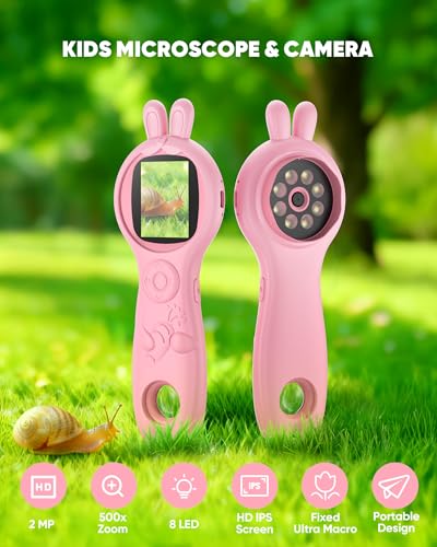 T TAKMLY Mini Pocket Digital Microscope, Macro Fixed Focus Magnifying Glass, Portable Handheld USB Digital Microscope 500x Magnification, 4X Zoom